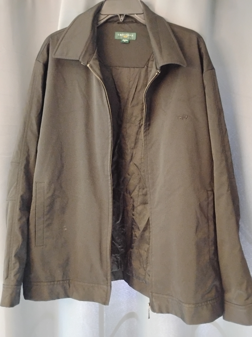 Vintage Crocodile Japanese Brand Mens Harrington Jacket Full Zip Brown Khaki EL